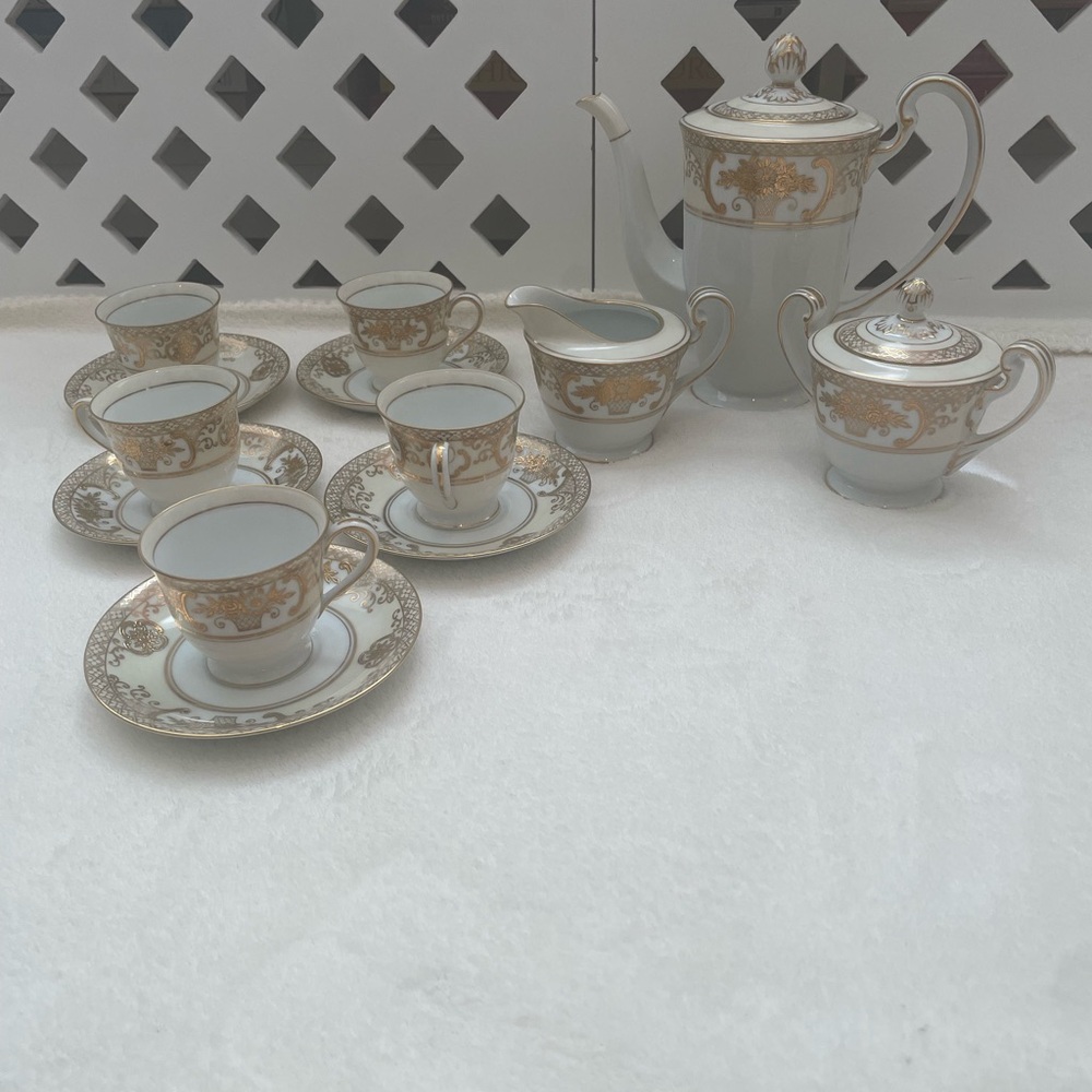 Noritake Gold and White coffee/tea set